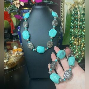 Brighton full moon rising turquoise silver plated necklace and bracelet set